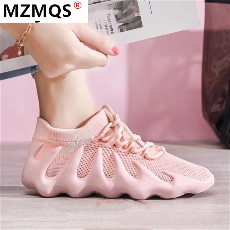 

2021 Spring New Women's Vulcanize Shoes Fashion Comfortable Lace-up Casual Sneakers Outdoor Breathable Mesh Shoes for Woman 40
