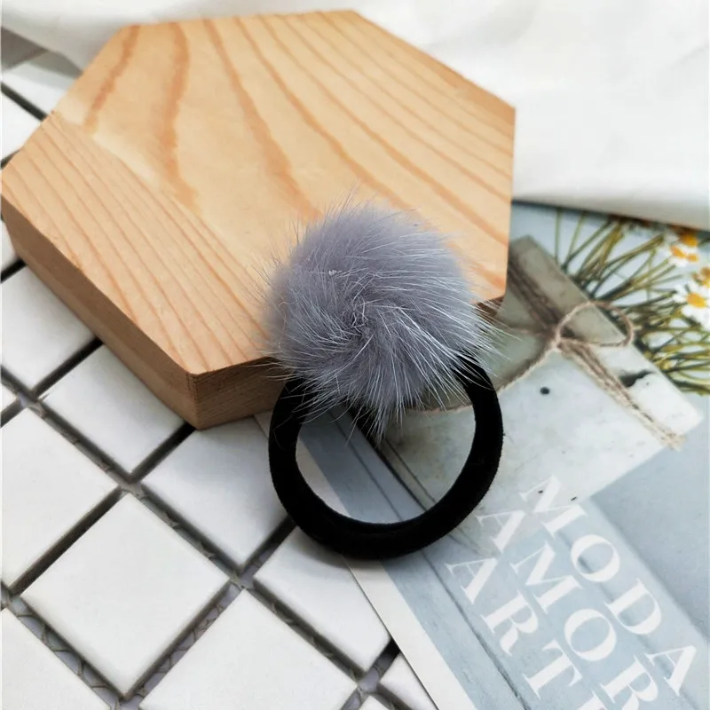 Милые аксессуары для волос девочек Головной убор из меха норки с помпоном