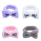 Повязки на голову в виде банта для девушек, повязка на волосы с надписью OMG для купания, эластичная бархатная повязка на флисе коралловой расцветки, популярные модные женские аксессуары для волос