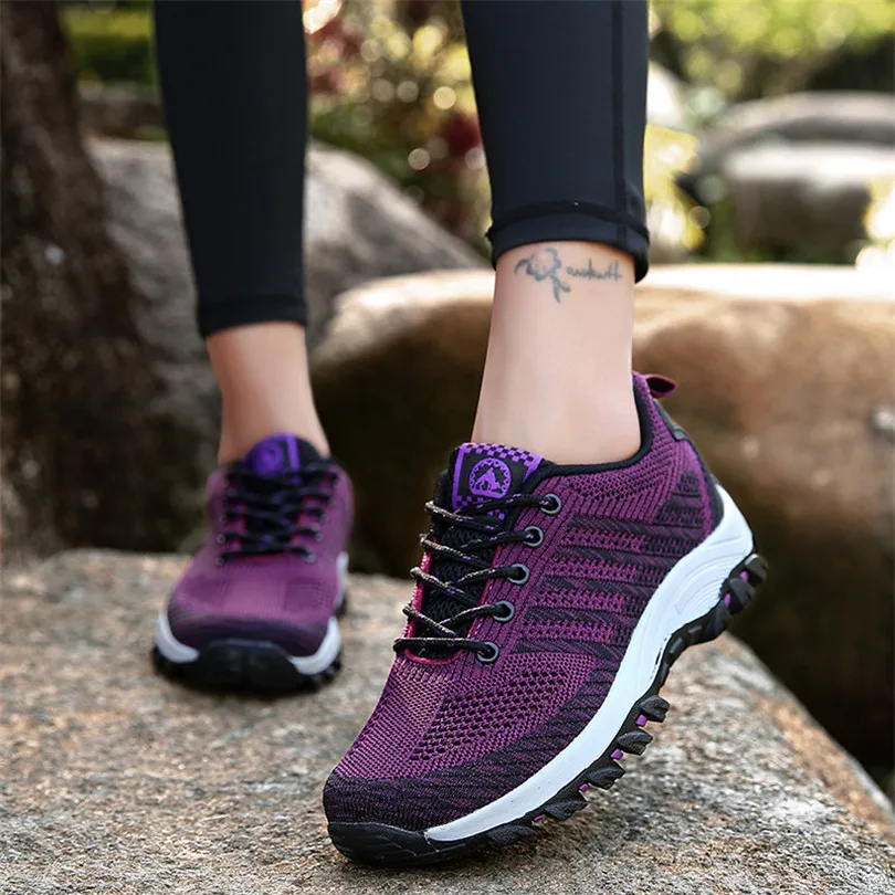 

LIN KING New Big Size Breathable Mesh Shoes Women Sneakers Lace Up Unisex Outdoor Climbing Walking Shoes Casual Shoes For Lovers