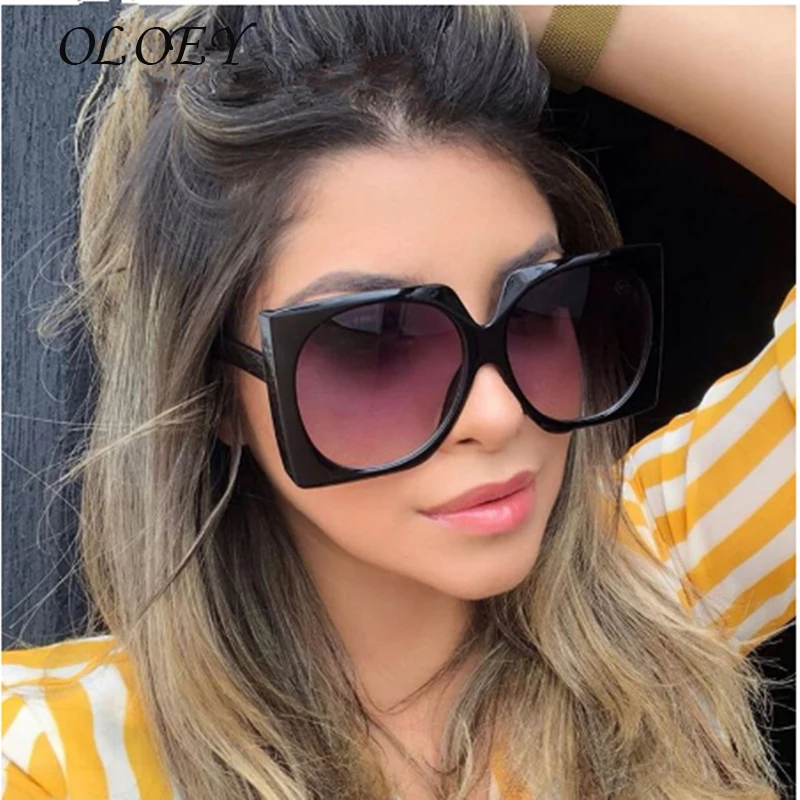 

Classic Square Oversized Sunglasses Women Plastic fashion Sunglass Retro designer sun glasses Gradient UV400 Oculos De Sol Gafas