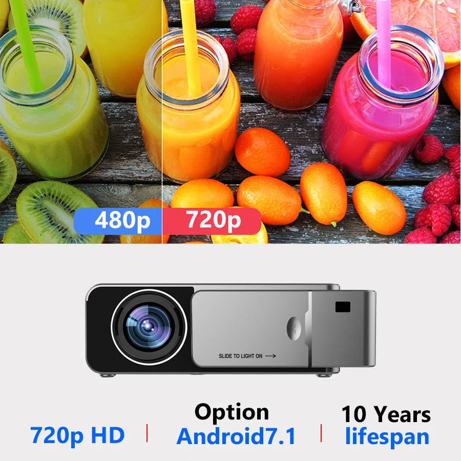 VIVICINE новейший V200 1280X720P светодиодный HD проектор, опционально Android 7,1 Bluetooth, поддержка 4K Wifi HDMI USB ЖК-проектор для домашнего кинотеатра