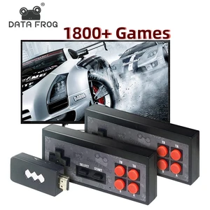 Игровые консоли Data Frog, 1800 встроенных классических игр, 4K, 8 бит, Портативный ТВ, мини USB, беспроводная консоль, двойные геймпады, HD выход