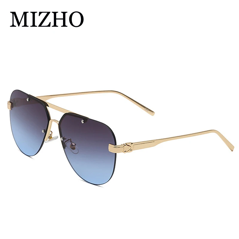 

MIZHO Oversized Sunglasses Mens Luxury Brand Designer Shades Big Large Bar Metal Frame UV400 Pilot Glasses Womens