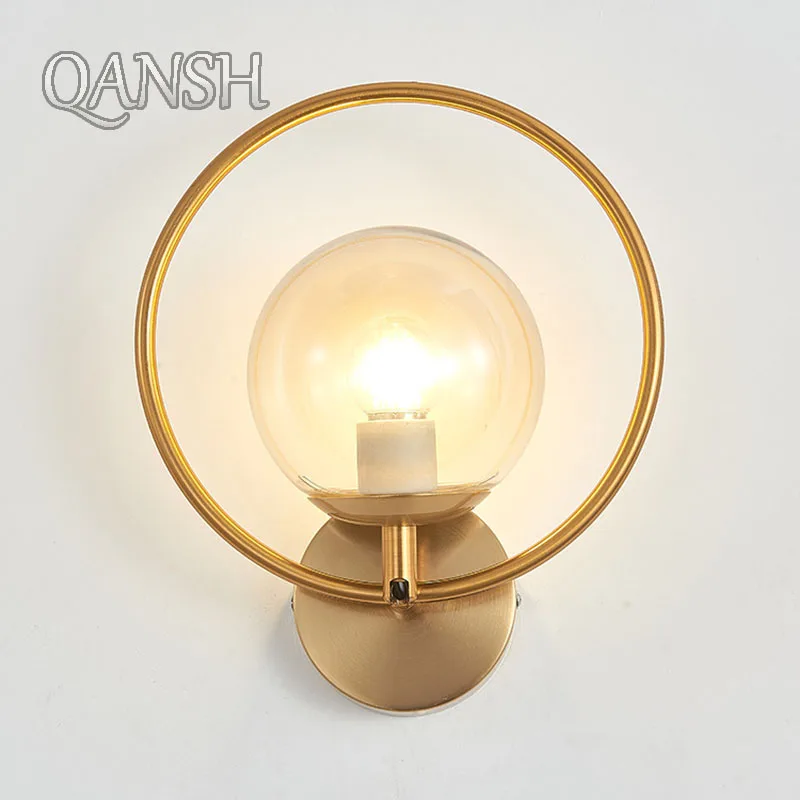 

Nordic Modern Wall Lamp Beside Bedroom Cognac Glass Ball LED Wall Lights Fixtures Wandlamp Lighting Bathroom Mirror Stair Light