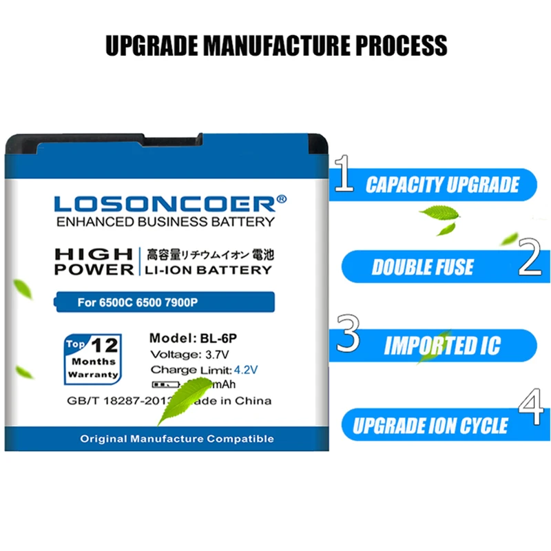 Аккумулятор LOSONCOER для Nokia 6500c 2400 мАч аккумулятор 6500 7900P 7900|Аккумуляторы мобильных