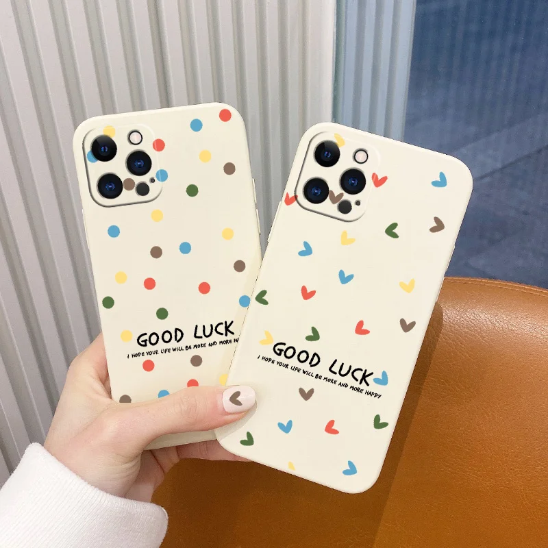 

Side Printing Colored Hearts Pattern Phone Case For iPhone 12 13 Pro Max 11 X XS XR XSMAX SE2020 8 8Plus 7 7Plus 6 6S Plus Cover