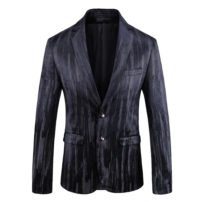 

PAULKONTE осенне-зимний черный и белый мужской блейзер с принтом, костюм высокого качества, Модная приталенная мужская куртка для ночного клуба