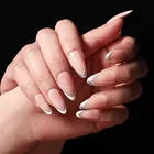 Наклеивающиеся на ногти с дизайном в виде капель воды простые серебряные ногти с луком белые французские накладные ногти TY