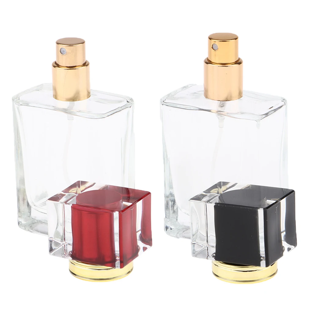 

2 шт Пустой пульверизатор распылитель духов бутылки с черной/красной крышкой для путешествий 50 мл