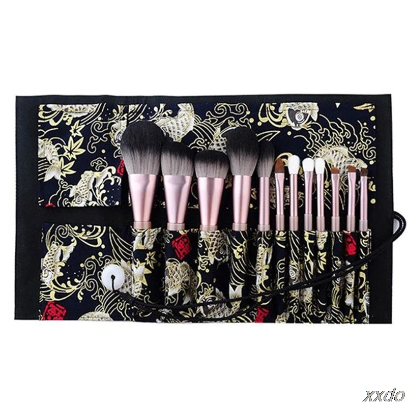 

12pcs Pro Face Cosmetic Powder Makeup Brush Foundation Tool with Storage Case