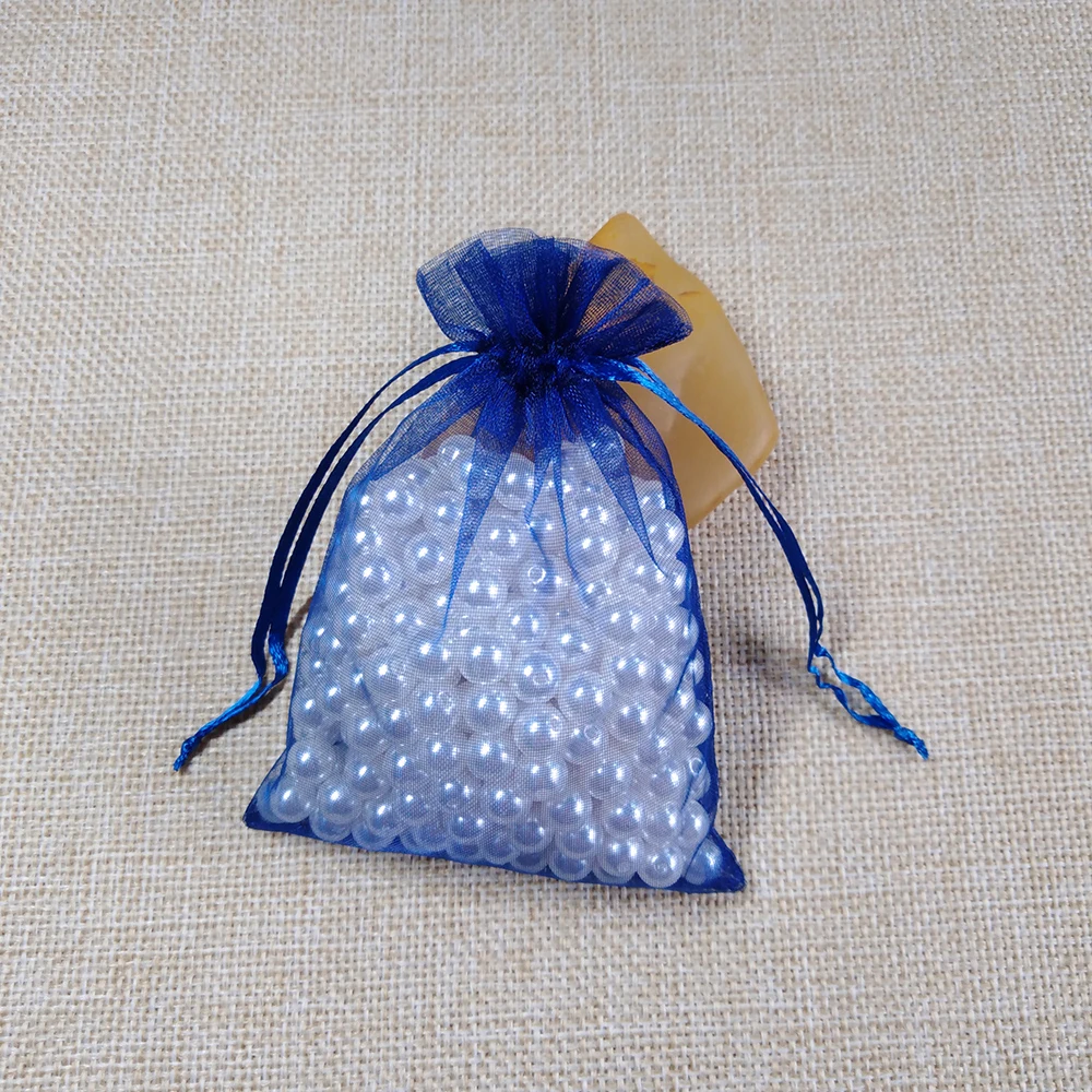 100 шт., 7x9, 9x12, 10x15, 13x18 см, сумки из органзы для упаковки ювелирных изделий, сумки для украшения свадебной вечеринки, сумки для подарков, 24 цвета - Цвет: Navy Blue