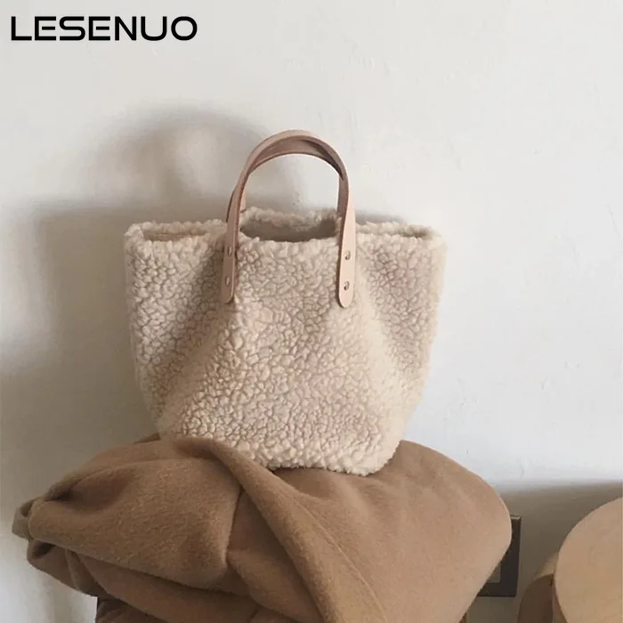 LESENUO сумка женская новый стиль осень и зима-овечья шерсть Versitile модная простая