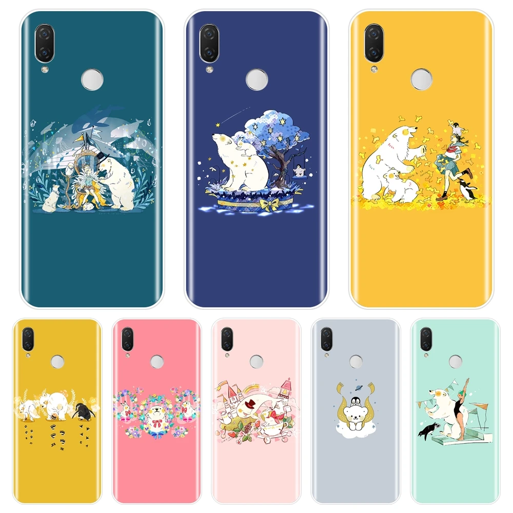 Чехол с полярным медведем для Huawei Nova 5 4 4E 3 3I 3E 2i 2 Lite Plus силиконовый чехол Smart 2017