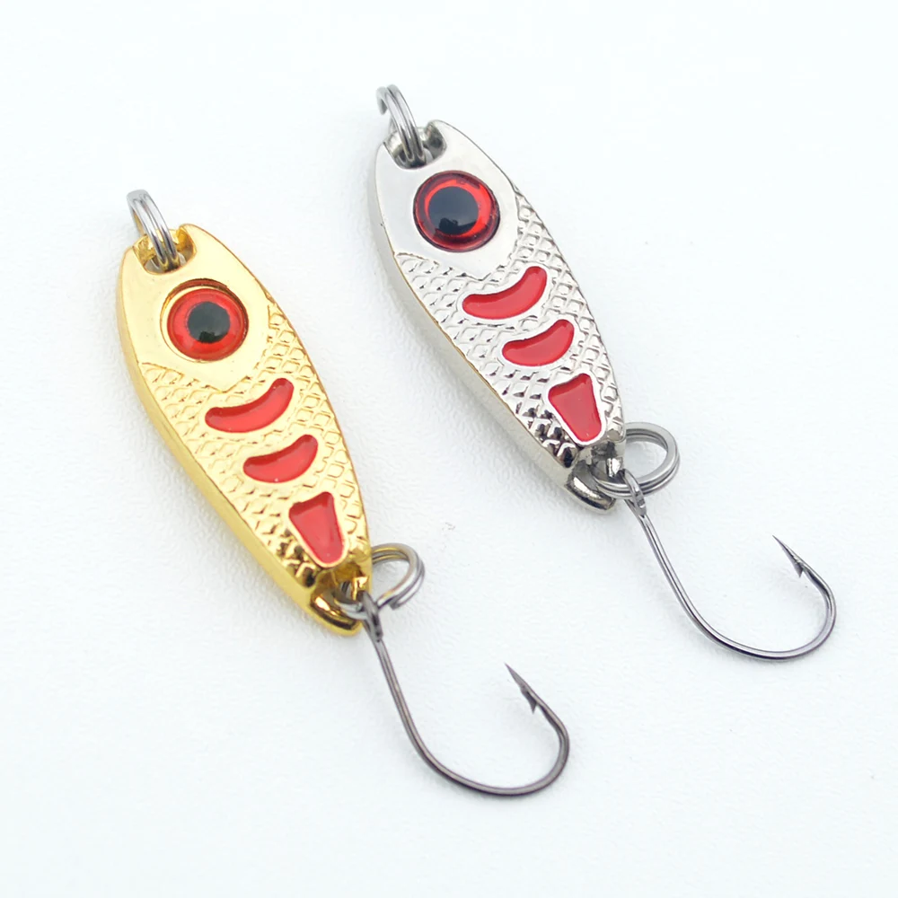 

Fishing Spoon Lures 2pcs Red Fish Scale Small Fishing Spoons Fish Eyes Metal Fishing Artificial Bait 1.5g 2.5g 3.5g 5g