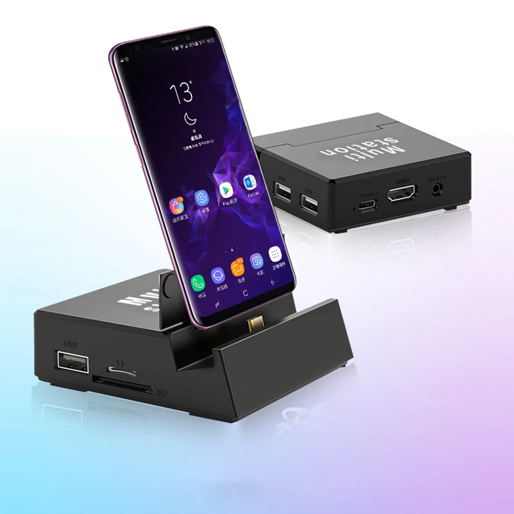 

8-in-1 USB C Hub Docking Station Multiport Type-c to Type-C/F PD+HD/F+USB2.0/Fx3+SD+TF+Audio Multi-function Hub for Phones PC