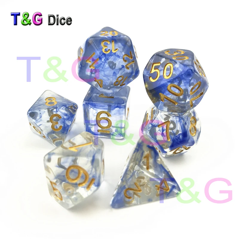 T& G крутые кости набор удивительный эффект туманности DND 7 шт d4-d20 с мешком из органзы как рождественский подарок