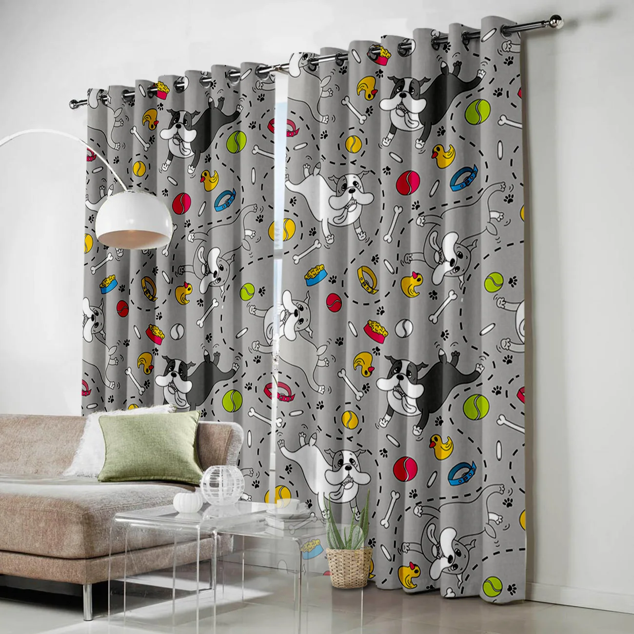 Занавеска на окна с изображением милой таксы из мультфильма утки тканевая