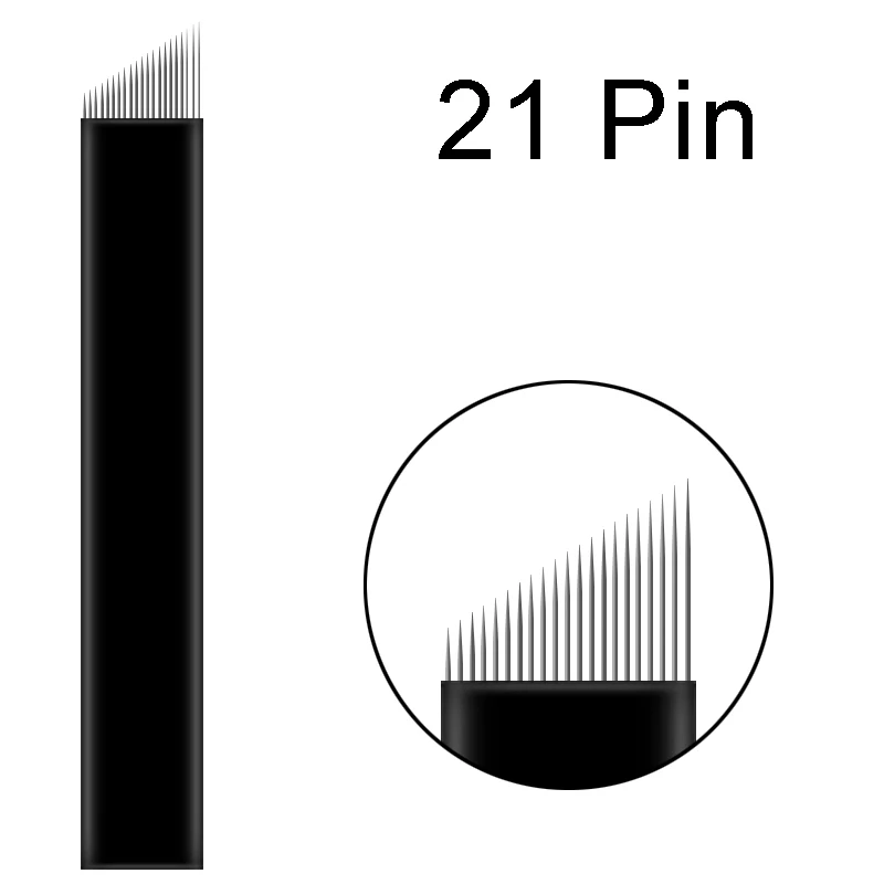 21pin 0.18mm 50 шт 0,18 мм микроблейдинг иглы 12 14 16 18 pin u-образный Перманентный макияж бровей Иглы татуировки лезвия для 3D ручки для вышивки - Габаритные размеры: 21pin 0.18mm