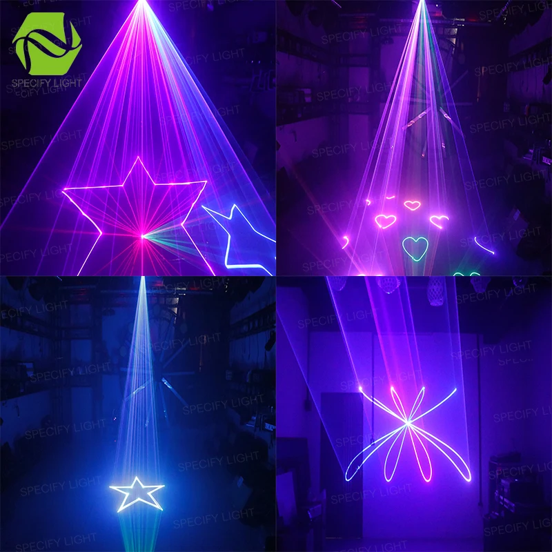DMX 512 2D + 3D многоцветный 1 Вт RGB лазерный светильник DJ сценический алюминиевый