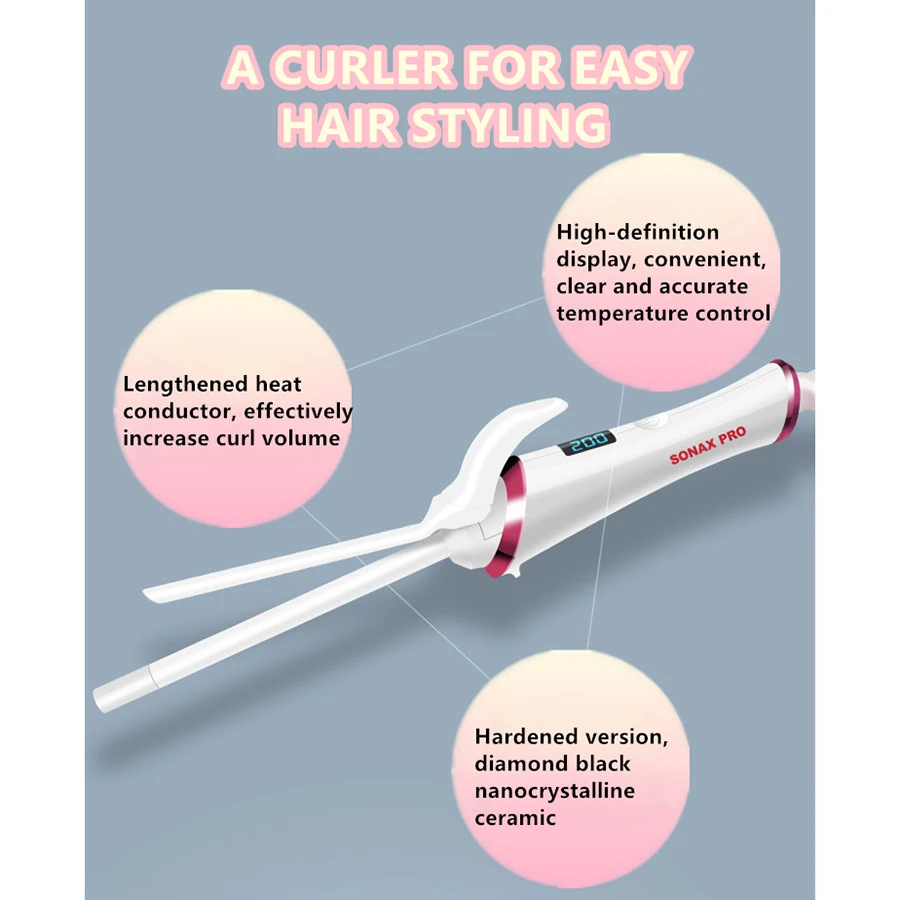 

Electric Hair Curler For Women Professional Curling Iron Digital Display Hair Waver Wand Roller Curl Stick Hairstyle Tools