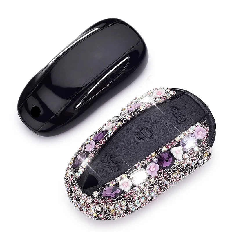 Ceramic Flower Diamond Key Wallet Cover Case Shell For Tesla Model S X Holder Protect Accessories | Автомобили и мотоциклы