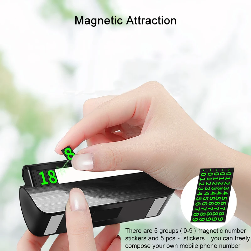 Universal Luminous Temporary Car Parking Card Telephone Number Magnetic Adsorption Design Phone Plate Sticker |