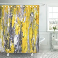 modern grey and yellow abstract painting knife palette contemporary gallery interior shower curtains 72x72 decorative