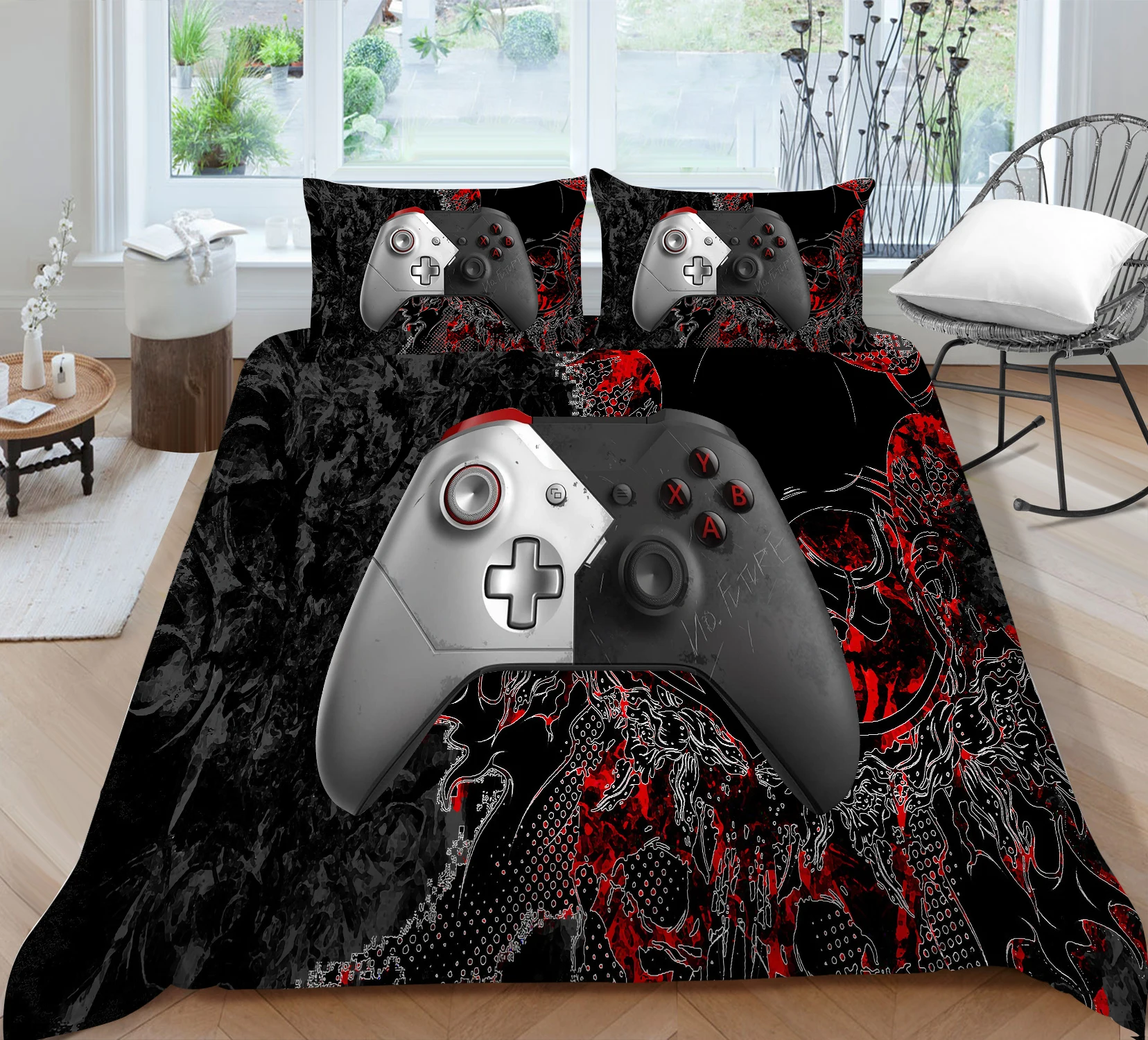 

3D Black Gamepad Printing Bedding set Duvet cover with pillowcases Home Textiles 2/3 pieces Drop shipping