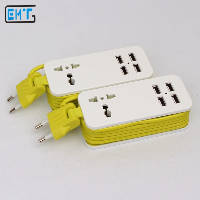 Универсальная Мини Портативный удлинитель европейская вилка с 4 USB порт QC2.2