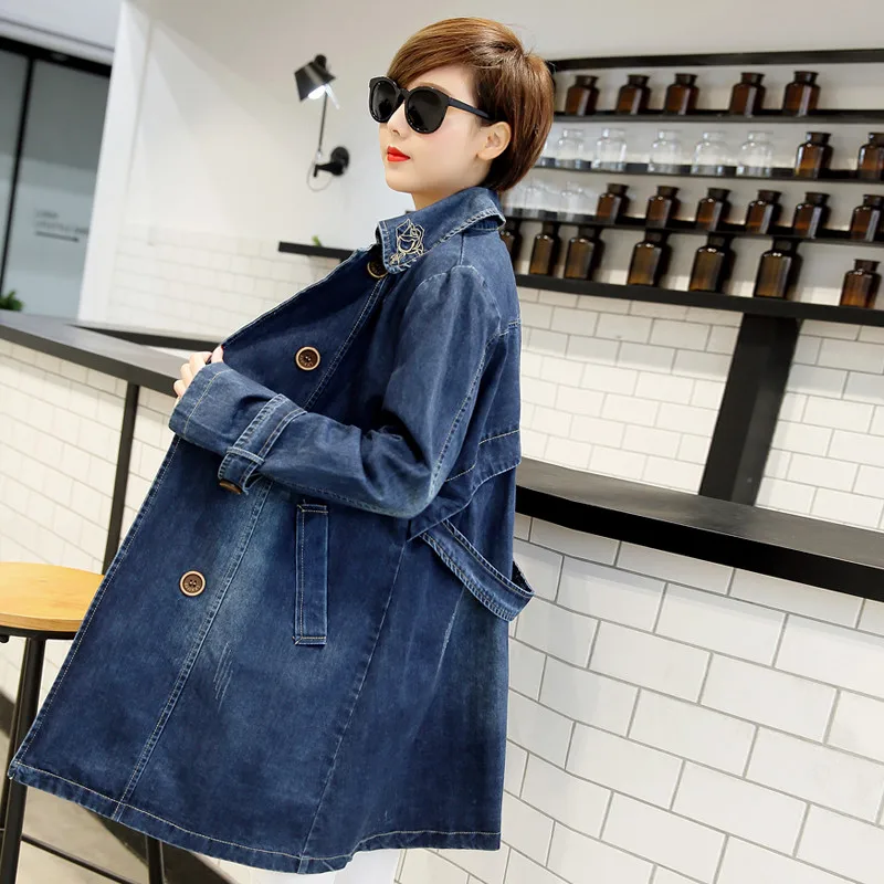 2022 fashion 5xl Jeans Coats Women Clothes Spring Autumn Long Trench Coat feminina Denim Coats female Overcoats g67