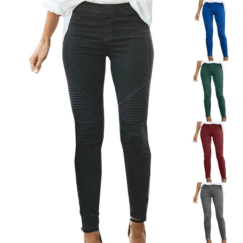 

S-3XL Ladies Fashion Skinny Pants Ladies Casual Solid Color Trousers Women Slim Skinny Stretch Pants For Female