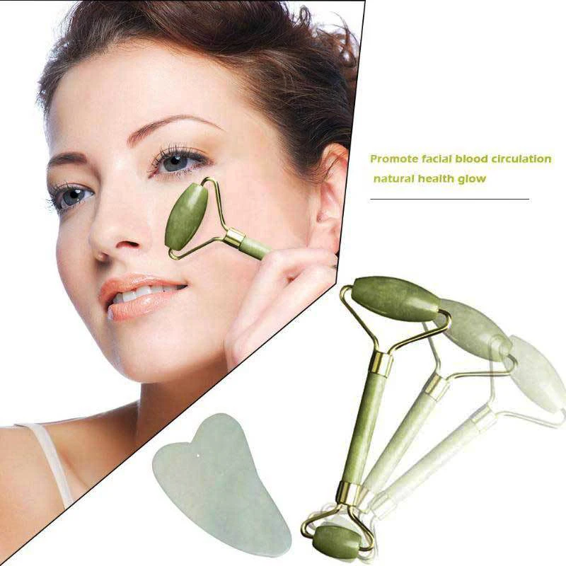 

Newest Facial Massage Roller Double Heads Jade Stone Face Lift Hands Body Skin Relaxation Slimming Beauty Health Skin Care Tools