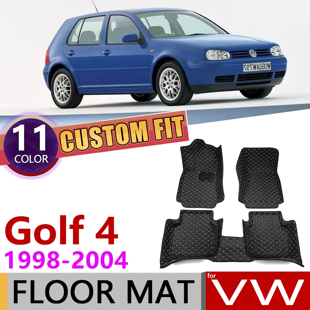Пользовательские автомобильные кожаные Коврики для Volkswagen VW Golf 4 Hatch MK4 1J 1998~ 2004 5 мест коврик для ног Аксессуары для ковров 1999 2000 2001
