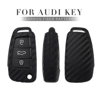 car key protection case cover for audi a1 a3 8p 8v a4 b9 a5 a6 c8 4f q7 q8 r8 tt mk3 8s silica gel carbon fiber key ring shell
