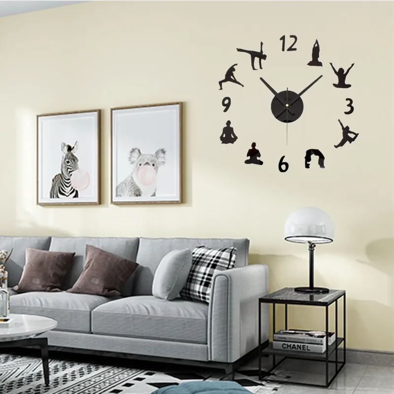 Йога настенные стикеры часы Современный дизайн медитация действие акриловое