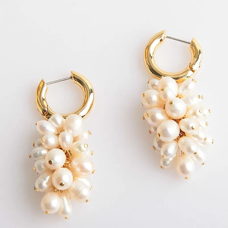 

Women freshwater pearl dangles earrings bunch natural pearl earrings drop jewelry