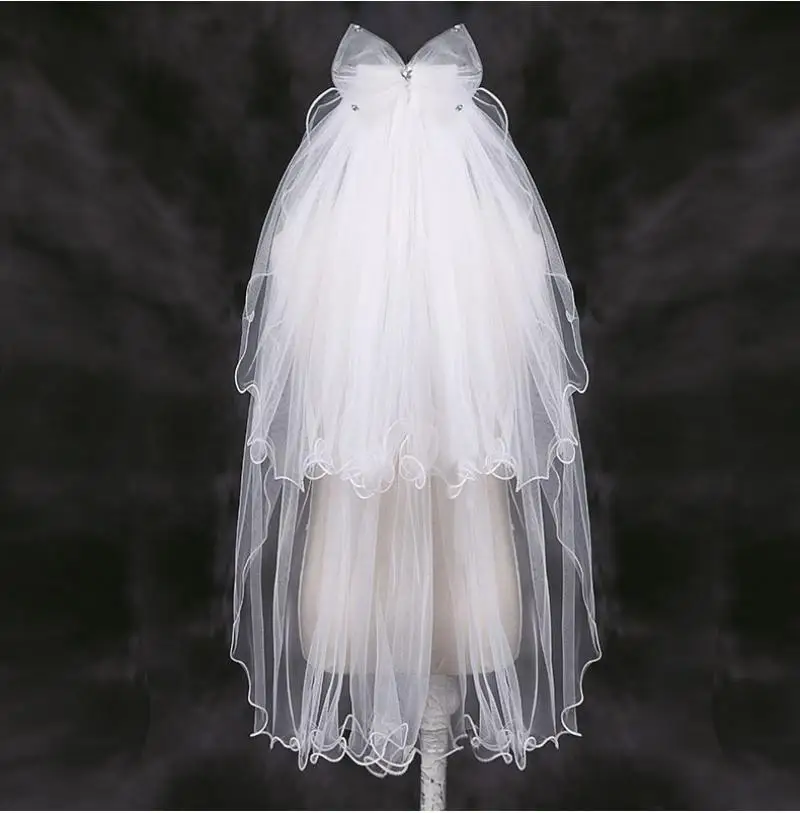Головной убор для девочки свадебное белое платье с вуалью двухслойная повязка
