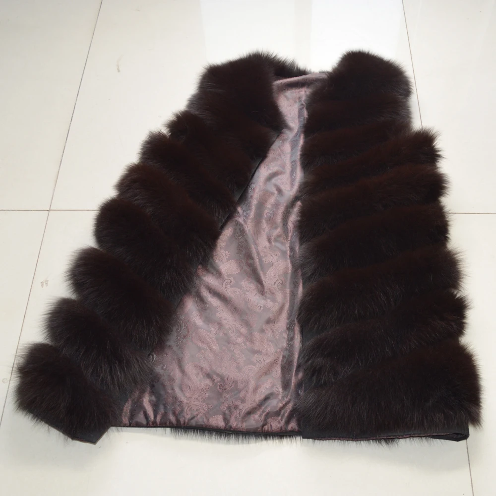 2020 Новая женская модная жилетка из натурального меха лисы 100% натуральный мягкий