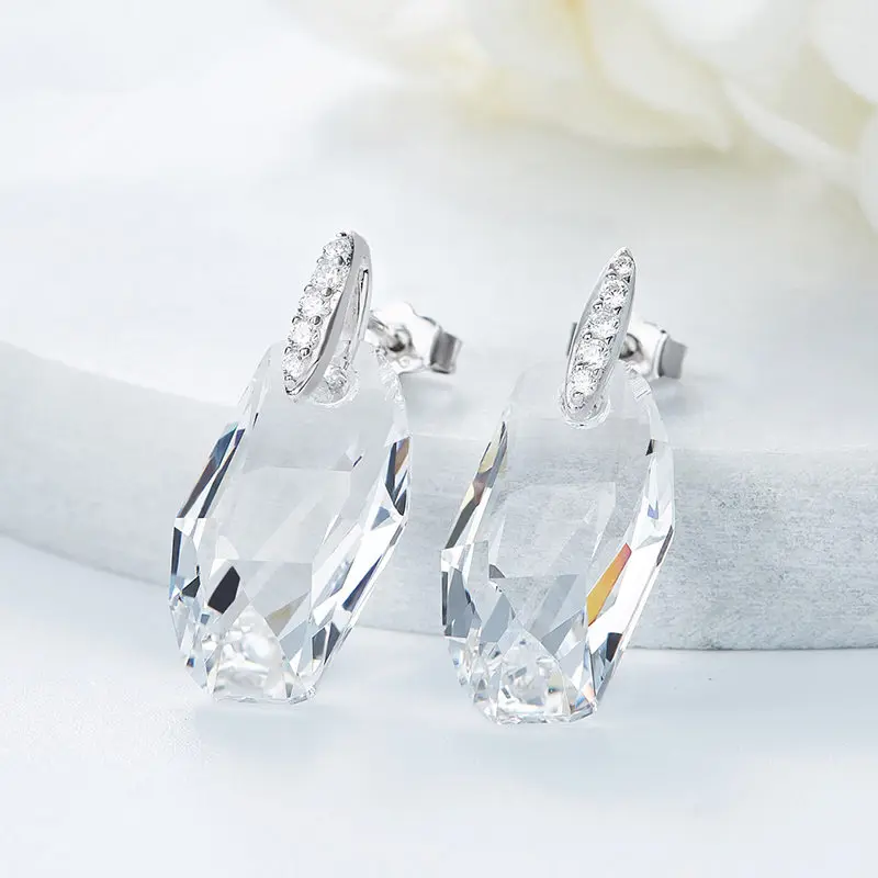 Cdyle 925 Стерлинговое Серебро Висячие серьги с кристаллами женские Свадебные