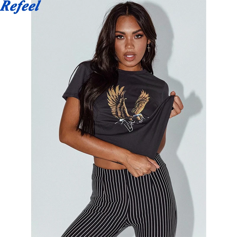 

2021 new T-shirt all Eagle Women's printed T-shirt loose fun letter printing Harajuku loose casual chic short-sleeve tops