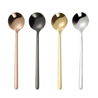 4 pcsset tea spoon colorful stainless steel cake fruit spoons for dessert small coffee scoop gold dessert tools for dinnerware