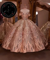vestidos de 15 a%c3%b1os quinceanera dresses with rose gold sequin applique sweet 16 dress off the shoulder pageant gowns