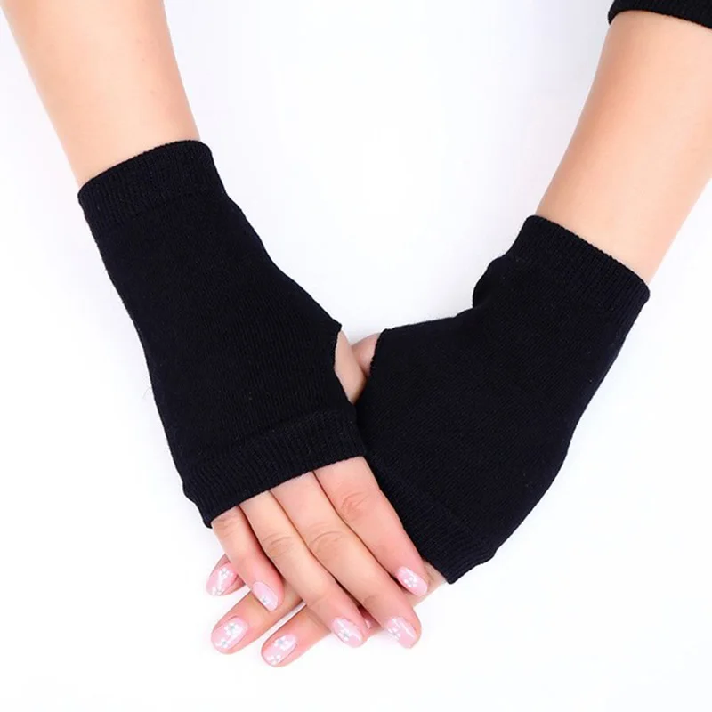 

1pair Women Men Fingerless Gloves Mitten Solid Knitted Autumn Winter Touch Screen Het Half-Fingers Adult Warm Driving Gloves