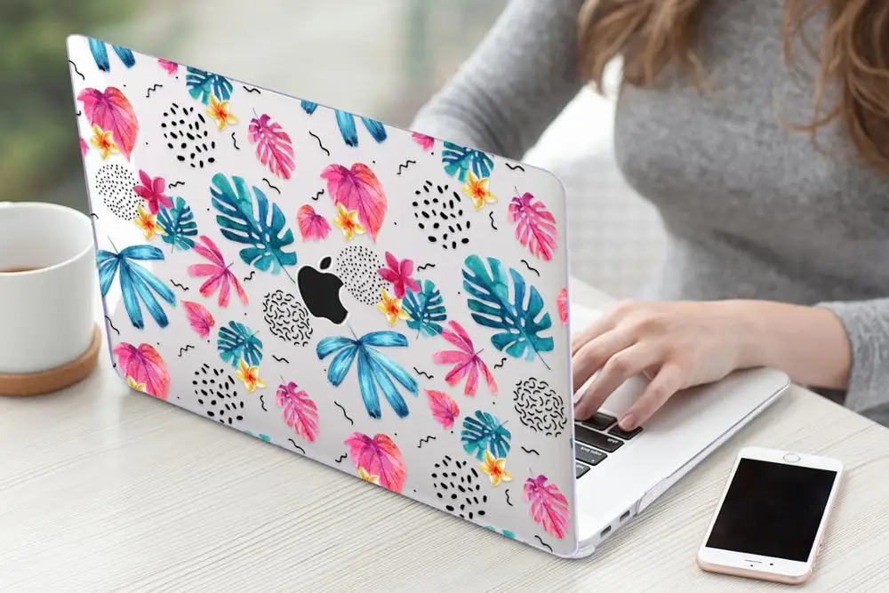 Цветочный чехол для ноутбука MacBook Air 13 A1466 A1932 Pro 13 15 16 дюймов Сенсорная панель A2141 a2159 пластиковый жесткий чехол Keybaord