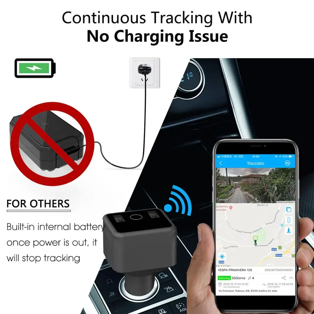 concox car usb charger gps tracker hvt001 with voice recording two port for phone charge hidden sos listen in anti theft locator free global shipping