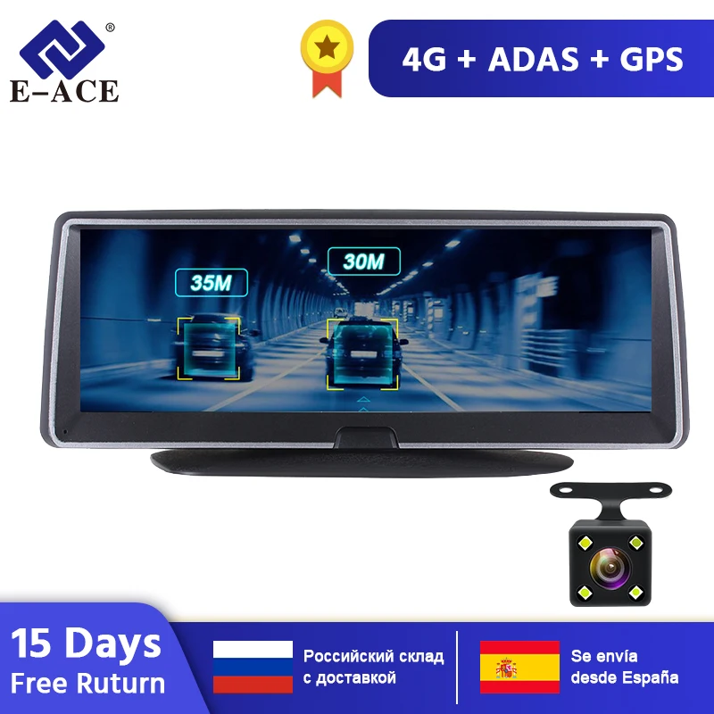 E-ACE E04 8 дюймов Автомобильный видеорегистратор камера Android 4G dvr gps навигатор ADAS автомобильный рекордер 1080P HD видеорегистратор ночное видение камера заднего вида