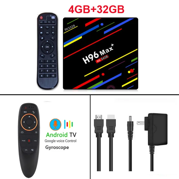 H96 Max Plus Smart Android 9,0 tv Box 4 ГБ 32 ГБ 64 Гб RK3328 медиаплеер 4K голосовой помощник Google Netflix Youtube H96MAX 2GB16GB - Цвет: 4G 32G G10S