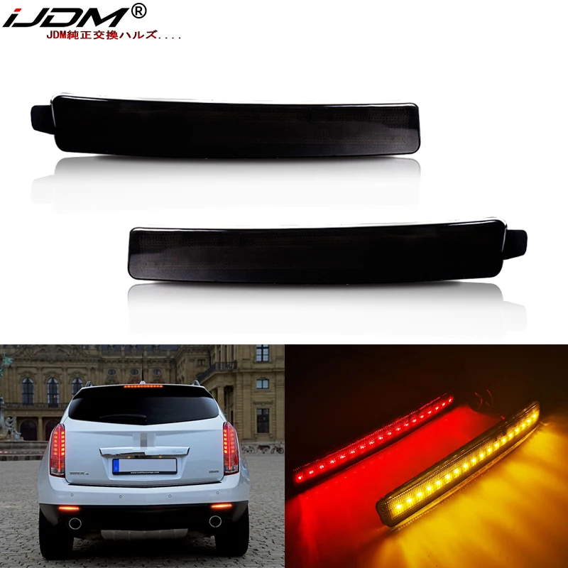 

iJDM Bumper Reflector Lights For 07-12 GMC Acadia For 10-16 Cadillac SRX Function as Tail,Brake&Rear Fog Lamps, Amber Turn Light