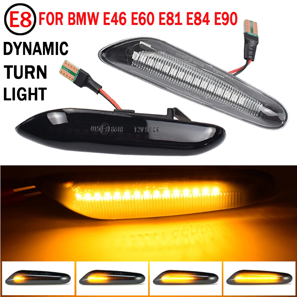 

2pcs Flowing Side Repeater Lamp Dynamic LED Side Marker Light Panel Lamp For BMW E90 E91 E92 E93 E60 E87 E82 E46